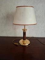 Mooie schemerlamp notenkleur met gouden accenten, Ophalen