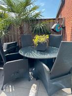 Wicker tuinset antraciet met 4 verstelbare stoelen, Tuin en Terras, Tuinsets en Loungesets, Ophalen, 4 zitplaatsen, Rotan, Zo goed als nieuw