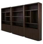 Japandi eiken bruin vakkenkast met ronde hoek   **Nieuw**, 200 cm of meer, 150 tot 200 cm, Eikenhout, Nieuw