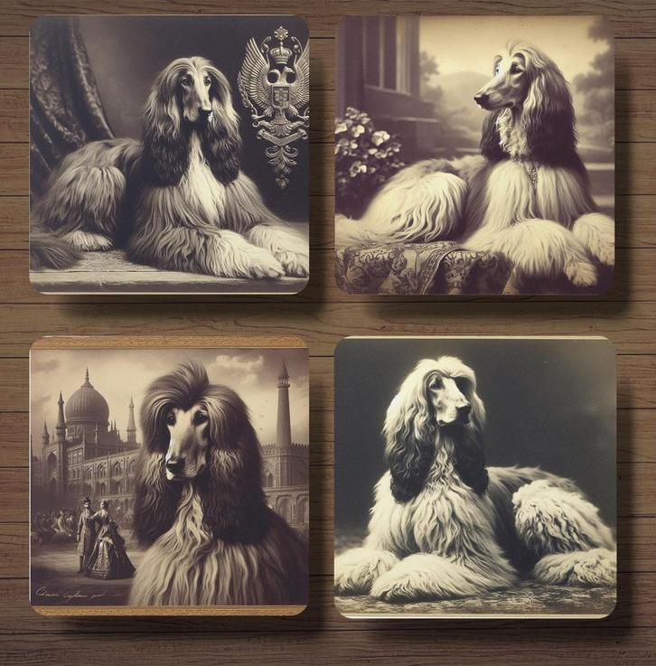 Afghaanse Windhond Victoriaanse onderzetters met houder, Huis en Inrichting, Woonaccessoires | Onderzetters, Nieuw, Glas of Kopje