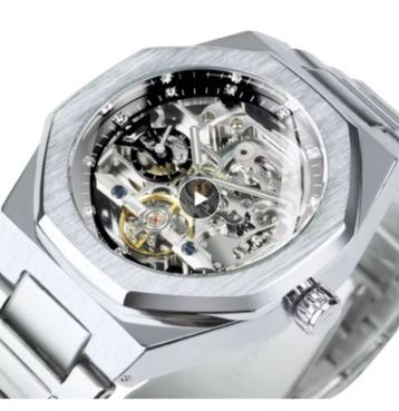 Forsining Silver Automatic Watch Men 3D Diamond Dial NEW! beschikbaar voor biedingen