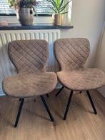 2 Lucca Eetkamerstoelen Taupe - Teddy Stof (Perfecte Staat), Huis en Inrichting, Stoelen, Ophalen, Twee, Bruin, Zo goed als nieuw