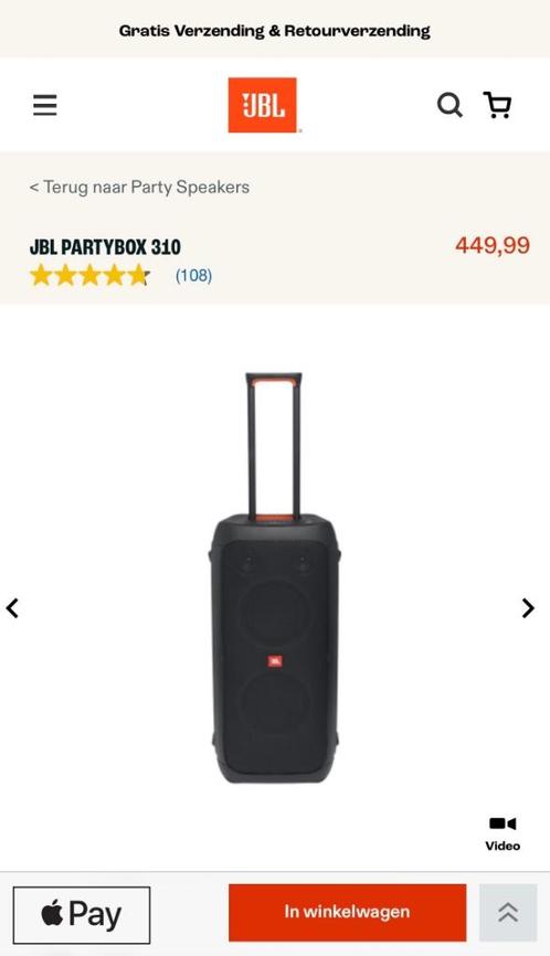 JBL 310 PARTYBOX TE KOOP 399,99 PER STUK Winkelprijs €449,-, Audio, Tv en Foto, Luidsprekers, Nieuw, 120 watt of meer, JBL, Ophalen of Verzenden