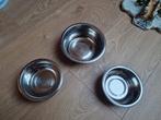 3 RVS Bakken voor katten ,  honden of vogels, Dieren en Toebehoren, Katten-accessoires, Ophalen of Verzenden, Gebruikt