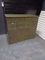 Antieke metalen legerkist met laden, Ophalen, Gebruikt, 100 tot 150 cm, 5 laden of meer