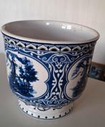 Delfts blauwe bloempot, Tuin en Terras, Bloempotten, Gebruikt, Rond, Aardewerk, Tuin
