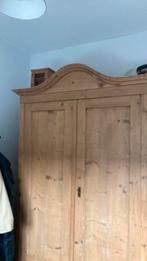 Antieke  Geloogde grenen kast, Huis en Inrichting, Kasten | Kledingkasten, Ophalen, Gebruikt, 100 tot 150 cm, 200 cm of meer
