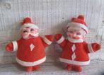 Vintage kerstbal ornament; floced Mr. & Mrs. Santa Claus, Ophalen of Verzenden, Gebruikt