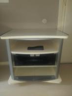 Wit met zilver tv radio kastje met glazen deurtjes 100,-, Ophalen, 50 tot 100 cm, Zo goed als nieuw, Minder dan 100 cm