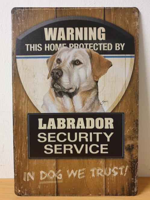 Labrador blond security service reclamebord van metaal, Huis en Inrichting, Woonaccessoires | Wanddecoraties, Nieuw, Ophalen of Verzenden