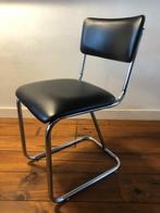 Chromen buisstoel bekleed met skai, vintage design, Ophalen of Verzenden, Zo goed als nieuw, Zwart, Eén