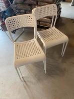 4 stapelbare witte stoelen, Tuin en Terras, Ophalen, Zo goed als nieuw, Plastic, Stapelbaar