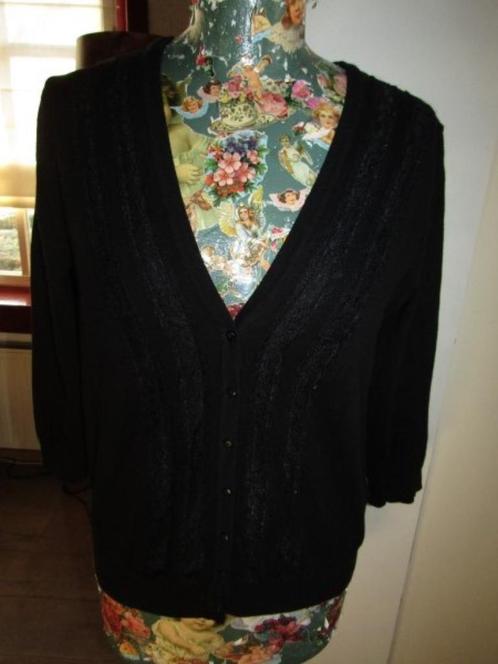 C1564 Body Flirt mt 36-38 vest zwart kant driekwart mouw, Kleding | Dames, Truien en Vesten, Zo goed als nieuw, Maat 36 (S), Zwart