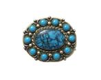 Vintage BELL Trading Nickel Silver Turquoise pinbroche., Ophalen of Verzenden, Overige materialen, Broche, Met edelsteen