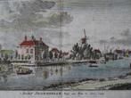 gravure kleur dorp Zwammerdam langs Rijn, Spilman 1749, Antiek en Kunst, Kunst | Etsen en Gravures, Verzenden