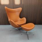 Fritz Hansen Egg Chair in Cognac Leder met Ottoman, Ophalen of Verzenden