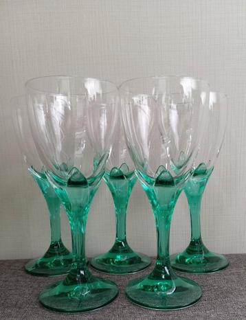 Vintage Bormioli Rocco bouquet Emerald green rode wijnglazen beschikbaar voor biedingen