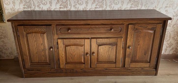 Dressoir in Donker Eiken, Huis en Inrichting, Kasten | Dressoirs, Gebruikt, 150 tot 200 cm, 25 tot 50 cm, Ophalen