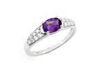 14K White gold ring with Diamonds and Amethyst, Sieraden, Tassen en Uiterlijk, Ringen, Wit, Ophalen of Verzenden, Zo goed als nieuw