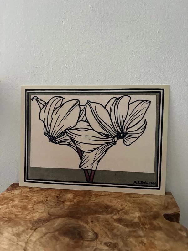 Cyclamen Kunstkaart A4 - Julie de Graag, Wandkunstkaarten.nl, Ophalen of Verzenden, Wandkunstkaarten.nl, Nieuw