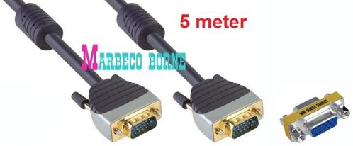VGA Kabel 5 meter, VGA Male - VGA Male, 24K verguld, Computers en Software, Pc- en Netwerkkabels, Nieuw, Ophalen of Verzenden