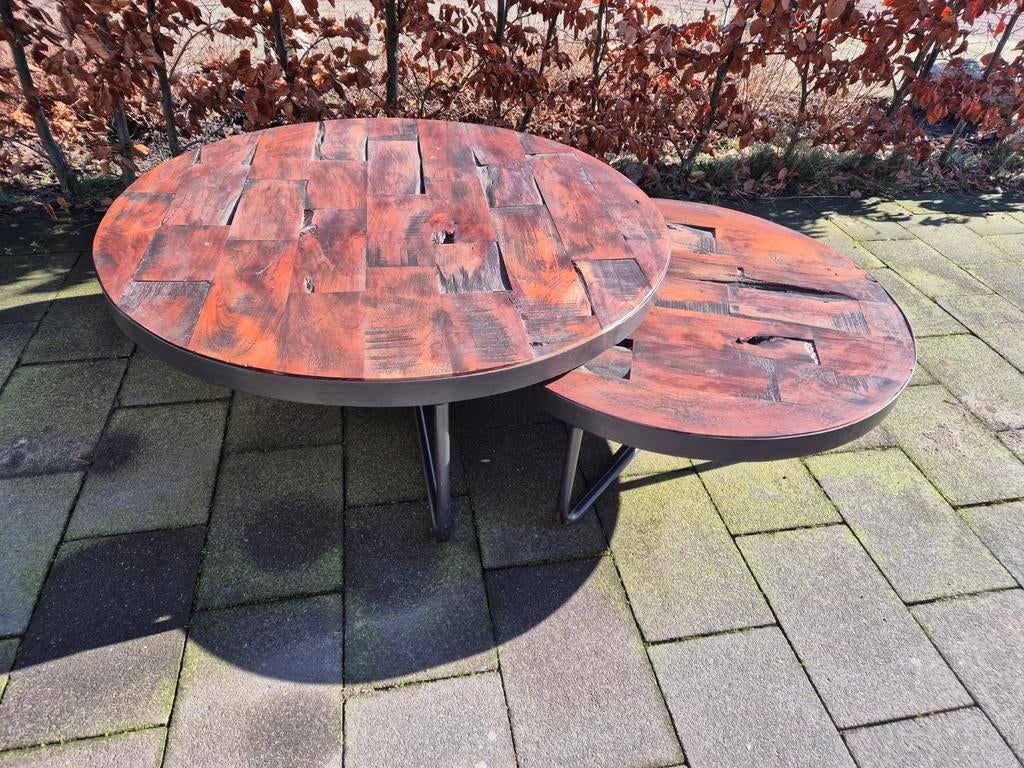 2 stoere ronde salontafels NIEUW!!, Huis en Inrichting, Tafels | Salontafels, Ophalen, 50 tot 100 cm, ., Rond