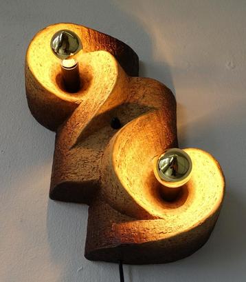 Vintage wandlamp brutalist lamp 70’s keramiek 1 van 2  beschikbaar voor biedingen