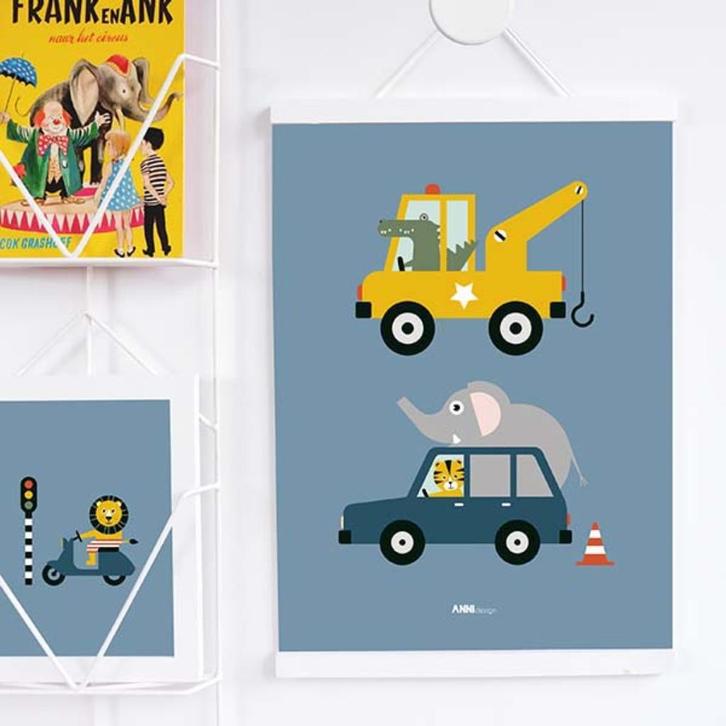 Kinderposter Dieren Onderweg Takelwagen Blauw ANNIdesign, Kinderen en Baby's, Kinderkamer | Inrichting en Decoratie, Nieuw, Wanddecoratie