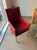 6 verrijdbare leren (eetkamer)stoelen, Huis en Inrichting, Stoelen, Ophalen, Gebruikt, Metaal, Modern
