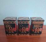 3 vintage vierkanten geischa kraanvogels blikken, Verzamelen, Blikken, Ophalen of Verzenden, Zo goed als nieuw, Overige merken