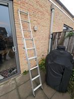 Aluminium Opsteekladder - 9 sporten - Goede staat, Doe-het-zelf en Verbouw, Ladders en Trappen, Ophalen, Gebruikt, Ladder, Opvouwbaar of Inschuifbaar