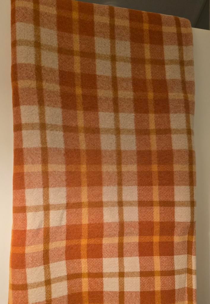 Vintage oranje zuiver wollen deken (1persoons), Ophalen of Verzenden, Zo goed als nieuw