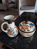 Platelen pot en vaas. Gouda plateel. FLORA, Antiek en Kunst, Antiek | Keramiek en Aardewerk, Ophalen of Verzenden