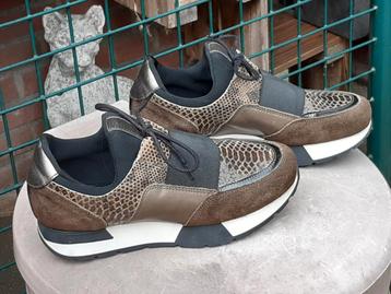 Manfield suede leren sneaker instapper mt 39 nieuw groen beschikbaar voor biedingen