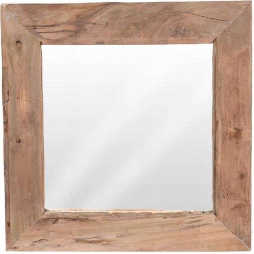 Spiegel / wandspiegel Teakhout Vierkant 50x50cm, Huis en Inrichting, Woonaccessoires | Spiegels, Nieuw, 50 tot 75 cm, Minder dan 100 cm