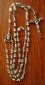 Oude paternoster met glazen bolletjes, Verzamelen, Religie, Verzenden, Zo goed als nieuw, Overige typen, Christendom | Katholiek