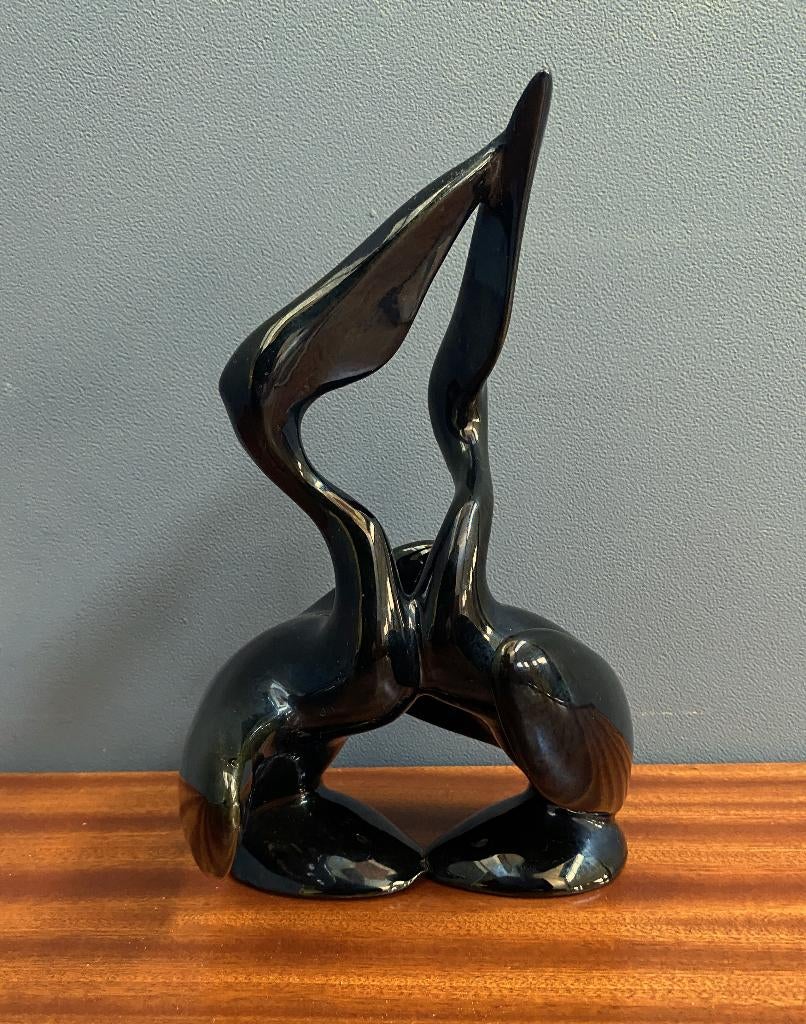 60 jaren 2 love pelikanen Miroslav Smutny ZWART keramiek, Ophalen of Verzenden, Gebruikt, Dier