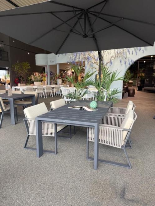 Borek Samos / Modena diningset, Tuin en Terras, Tuinsets en Loungesets, Nieuw, Tuinset, Aluminium, 4 zitplaatsen, Eettafel, Stoel