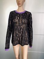E631 Nieuw: trui maat L=42/44 blouse top zwart/paars, Zwart, Nieuw, Ophalen of Verzenden, Maat 42/44 (L)