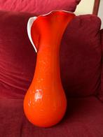 Vintage Oranje Vaas met Witte Details - Decoratief Object Gl, Ophalen