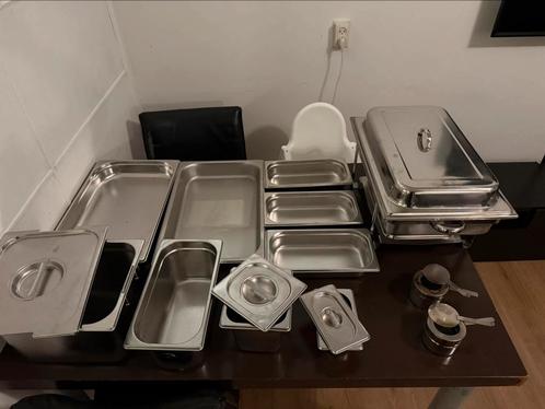 Complete chafing dish set + GN bakken – €115, Huis en Inrichting, Keuken | Keukenbenodigdheden, Zo goed als nieuw, Ophalen