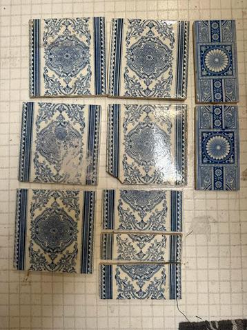 Antieke Tegels, Blauw-Wit, Circa 1910 beschikbaar voor biedingen