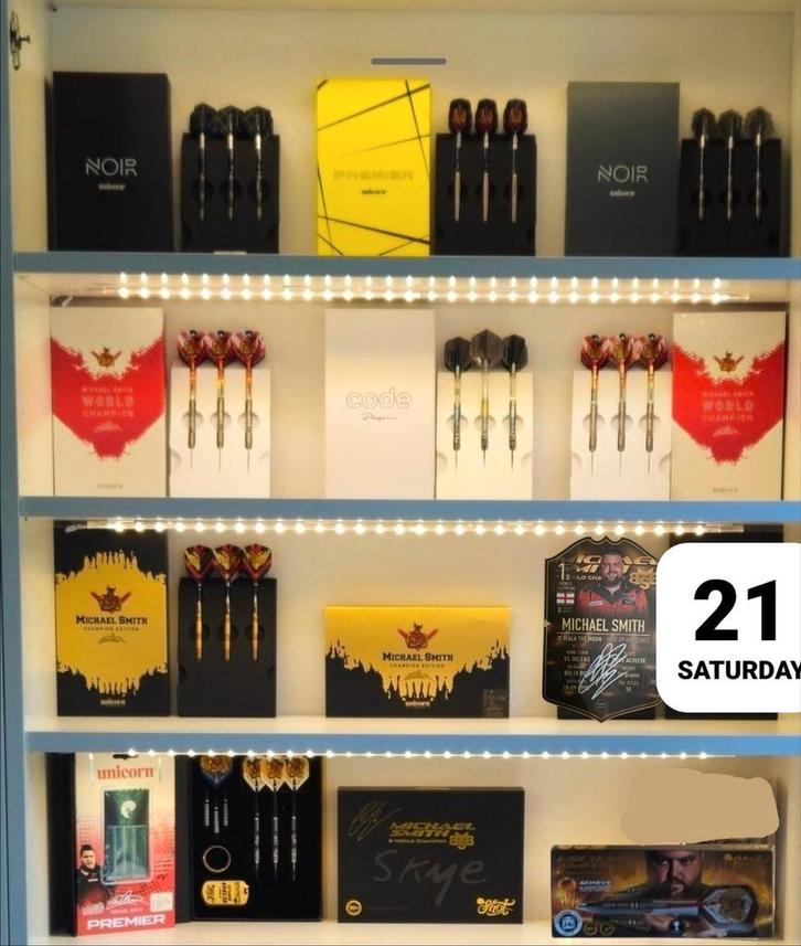 Michael Smith Unicorn dart collectie + Shot limited editions, Sport en Fitness, Darts, Nieuw, Pijlen, Ophalen of Verzenden