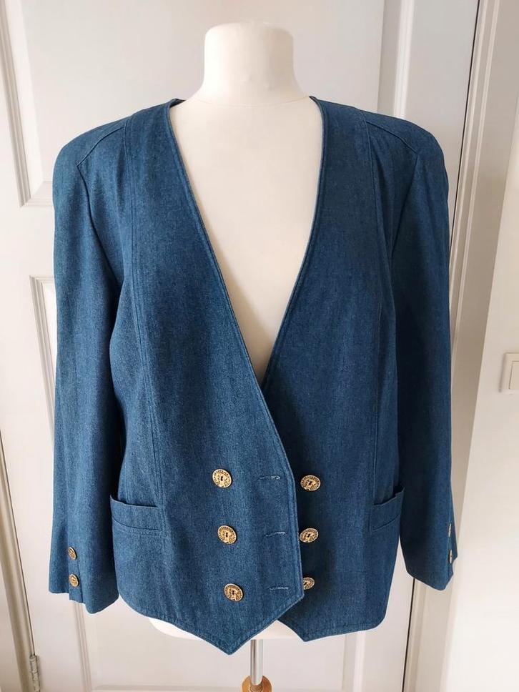 Vintage jasje Ara free size katoen, Kleding | Dames, Jasjes, Kostuums en Pakken, Zo goed als nieuw, Jasje, Maat 42/44 (L), Blauw