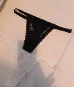 2 dames strings met kant zwart wit maat M, Kleding | Dames, Ondergoed en Lingerie, Ophalen of Verzenden, Zwart, String
