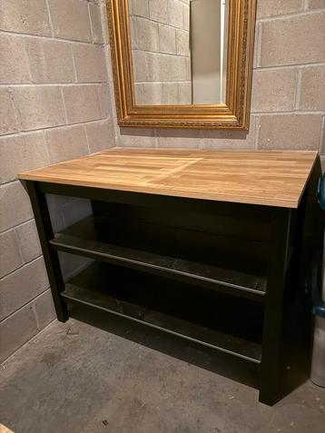 VADHOLMA Keukeneiland, zwart/eiken, 126x79x90 cm €599.- beschikbaar voor biedingen