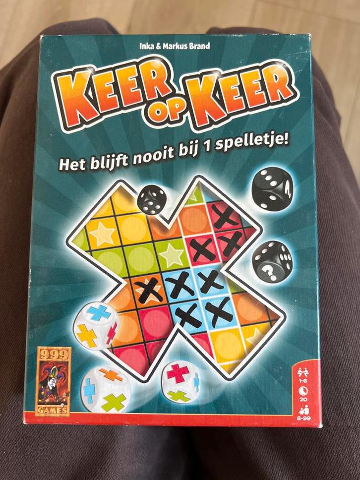 Keer op Keer (999 Games), Hobby en Vrije tijd, Gezelschapsspellen | Bordspellen, Zo goed als nieuw, Een of twee spelers, Ophalen of Verzenden