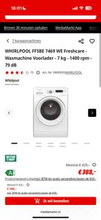 Whirlpool Wasmachine 7kg - Voorlader, Witgoed en Apparatuur, Wasmachines, Ophalen, Gebruikt, Minder dan 85 cm, 1200 tot 1600 toeren