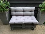 Pallet bankje incl. kussens / met wielen, Tuin en Terras, Ophalen, Gebruikt, Hout