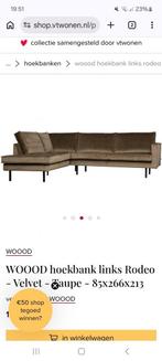 Hoekbank Woood ( voorheen bepurehome) rodeo velvet taupe, Huis en Inrichting, Banken | Bankstellen, Ophalen, Zo goed als nieuw